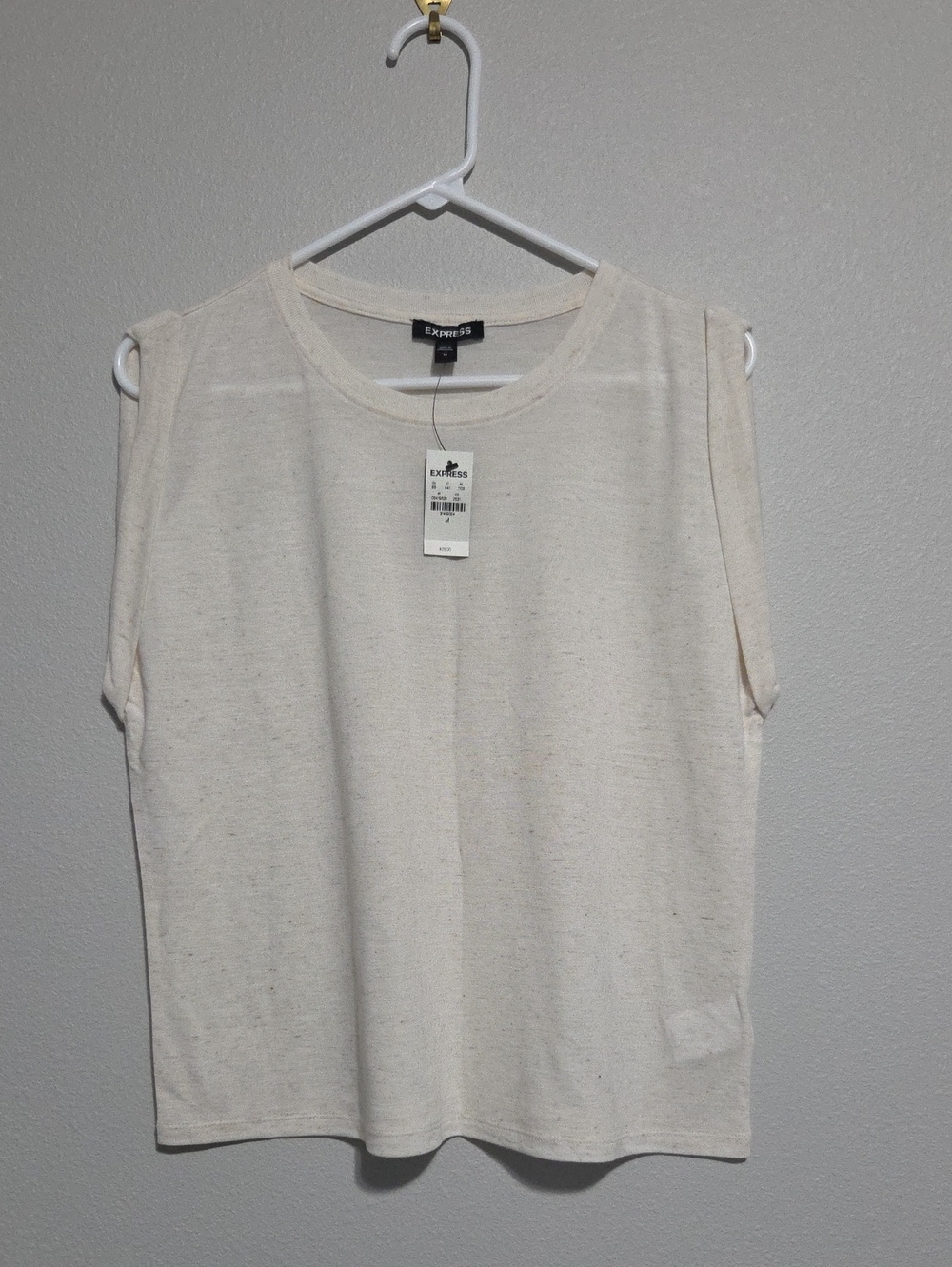 Express Cream Sleeveless Knit Tank Top